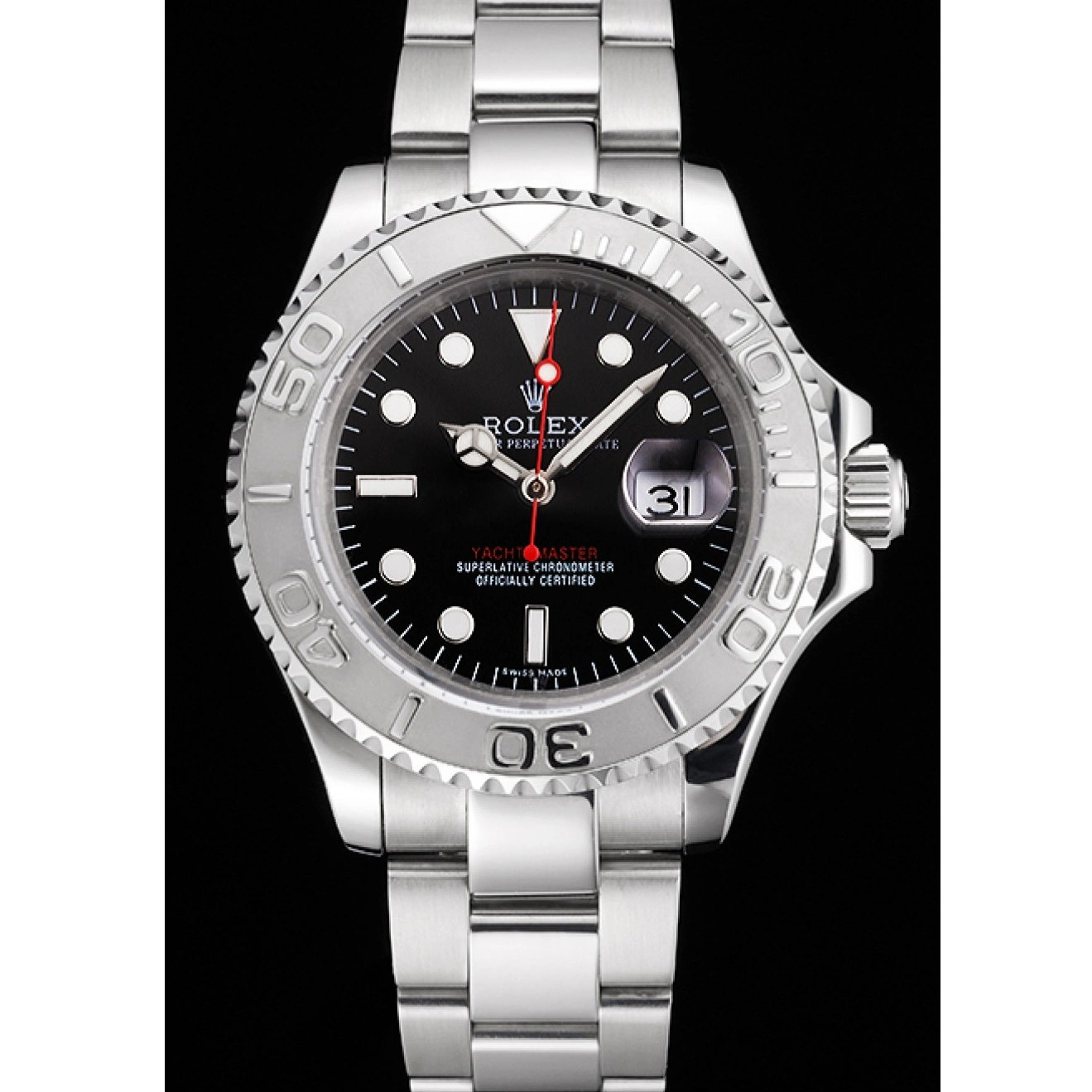 Aaa fake watches And Yacht-Master Case Black Bracelet Steel Dial Swiss Stainless Rolex 0629